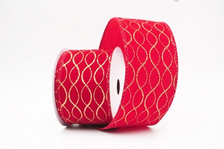 Licht bordeauxrood glitterlint met ogee-raster en draad_KW0469GC-8B-169